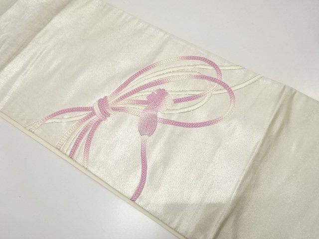 JAPANESE KIMONO / ANTIQUE FUKURO OBI / SILK / EMBROIDERY / KUMIHIMO CORD PATTERN